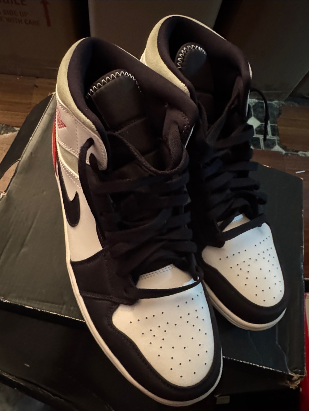 Nike Black, White & Red High-Top Sneakers